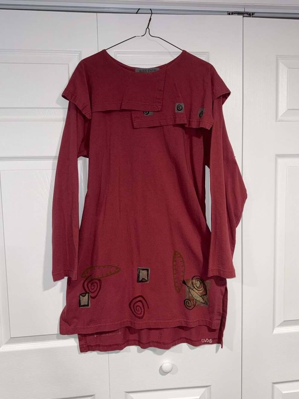 Vintage 1996 Blue Fish Size 1 Organic Cotton Hand Printed Artwear Tunic USA